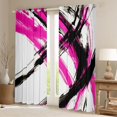 thumbnail image 2 of Manfei Abstract Brushstroke Kitchen Curtains, Watercolor Art Black Out Curtains Pack of 2 (42x63 Each), Pink, Black and White, 2 of 6
