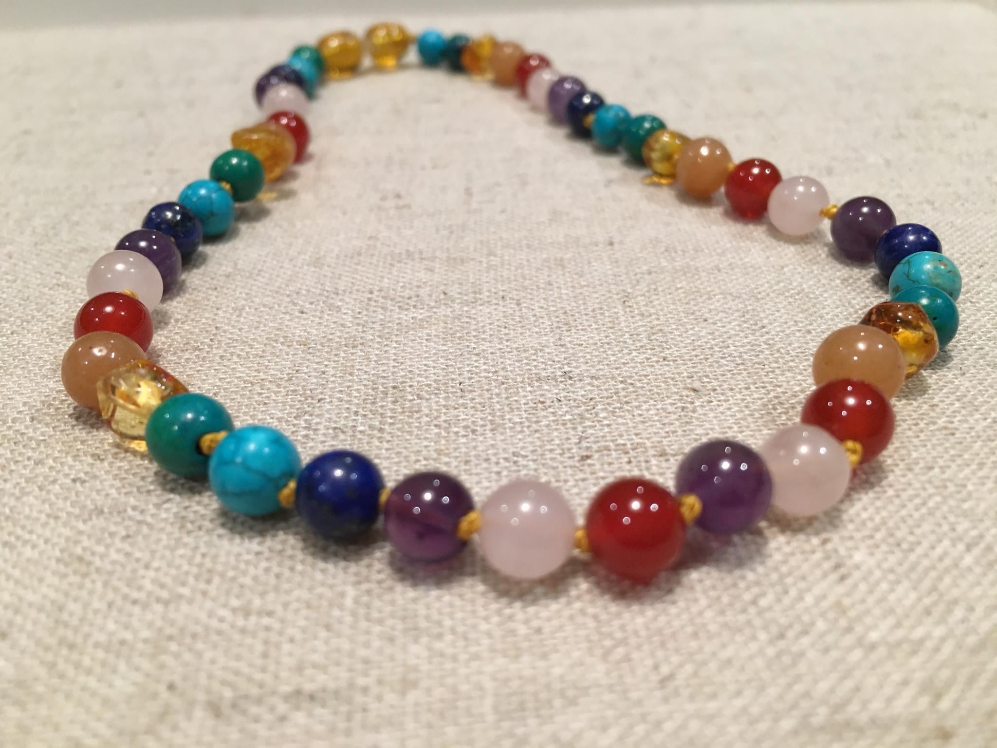 bear and rose teething necklace