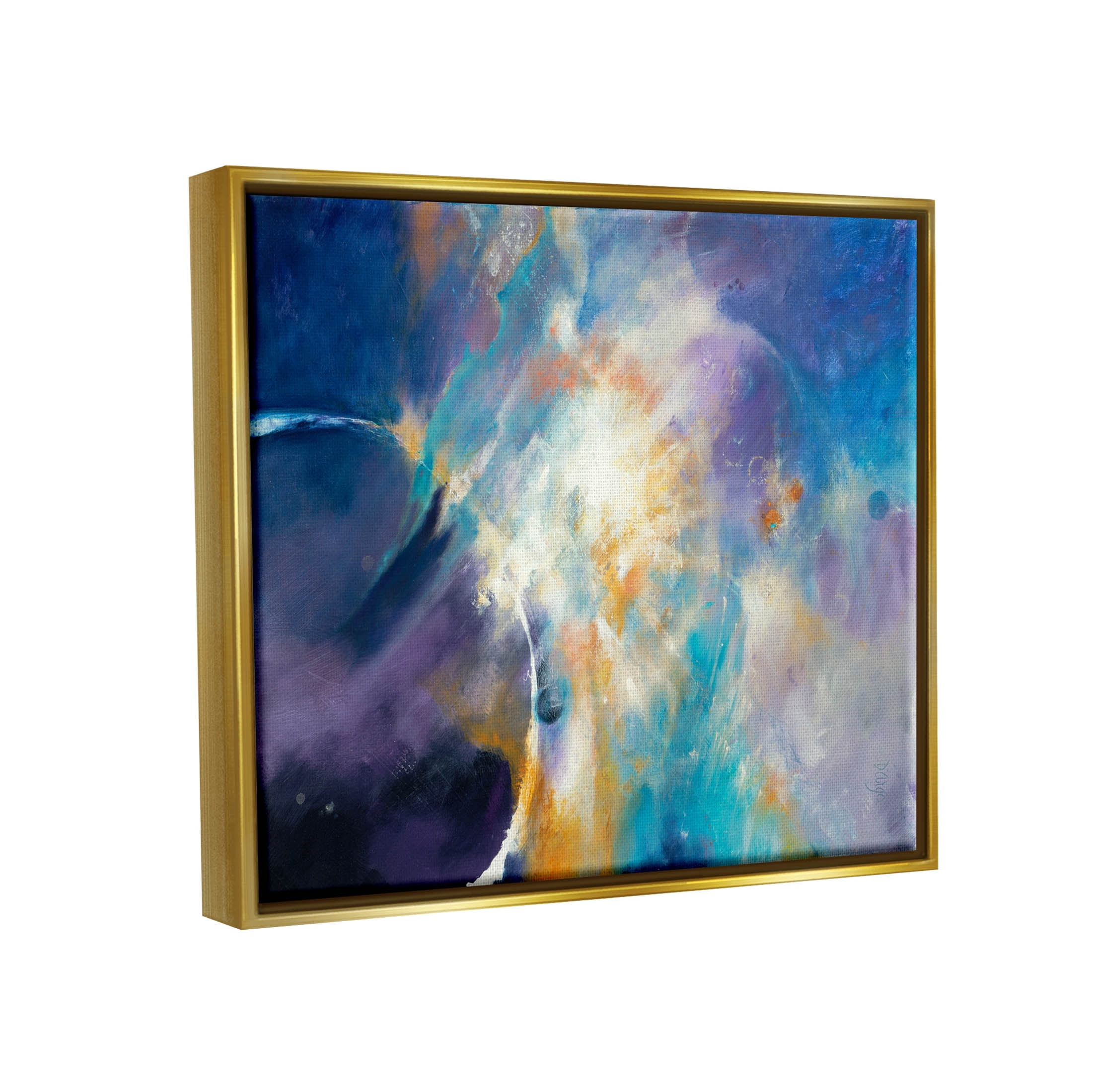 Stupell Industries Abstract Nebula Sky Scene Graphic Art Metallic Gold Floating Framed Canvas Print Wall Art, Design by Dina D'Argo