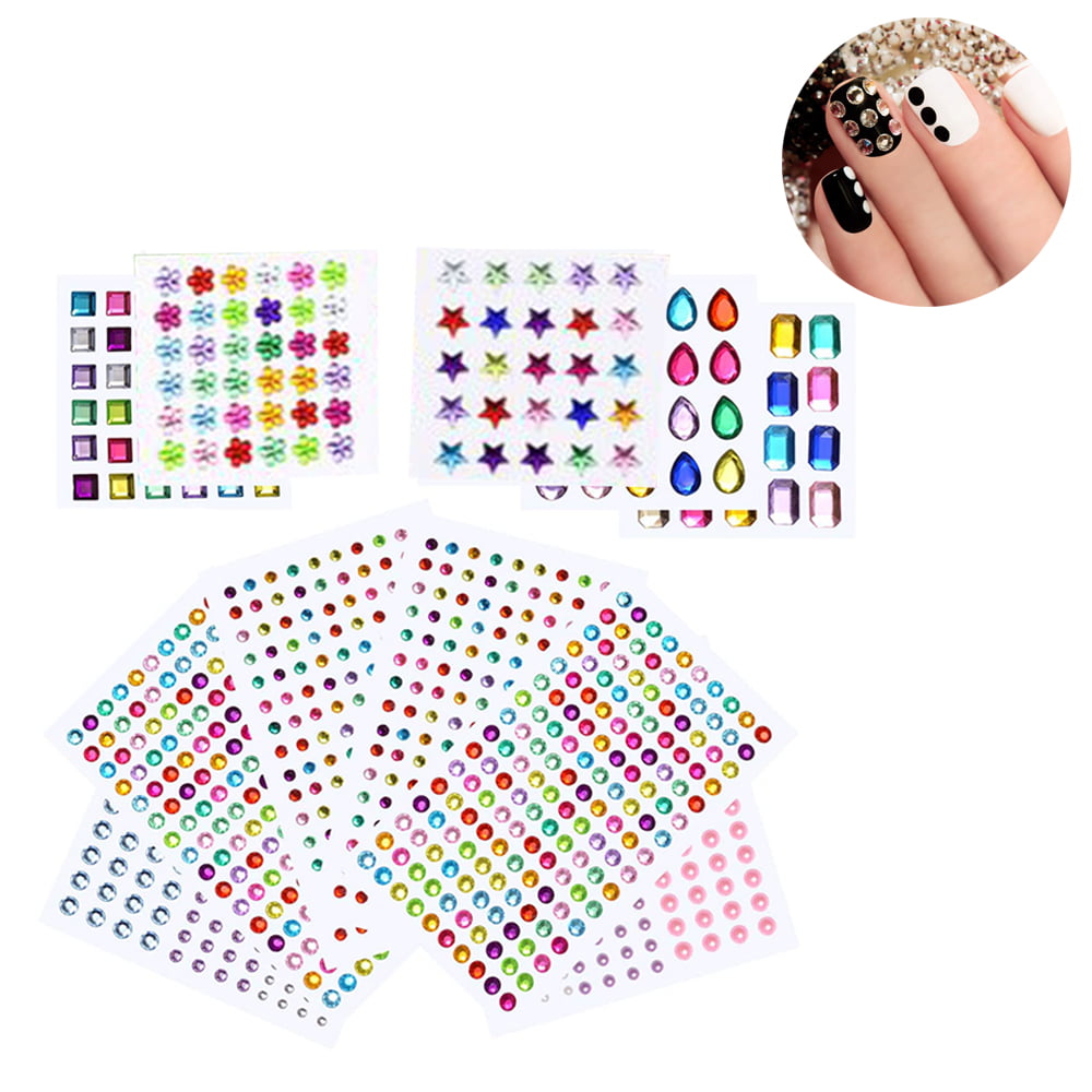  Rhinestone Stickers Self-Adhesive, 1141Pcs Gems for Crafts  Bling Jewel Crystal Stickers for DIY Craft Nail Body Makeup Festival