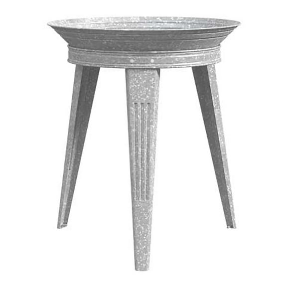 Panacea Galvanized Vintage Style Metal Bird Bath and Pedestal Stand, Gray