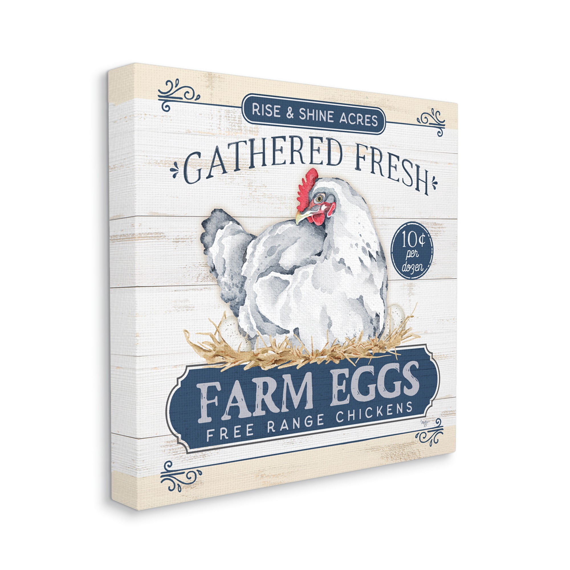 Stupell Industries Fresh Farm Eggs Rustic Animals & Insects Painting Gallery Wrapped Canvas Print Wall Art, 17 x 17