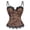 Brown, variant on Telankuip Leopard Print Lace Spaghetti Strap Corset Bustier Tops Tummy Control Push up Shapewear Bustiers for Halloween Party Lace-Up Back Body-Shaping Vintage Camisoles