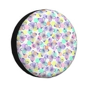 Coaee Butterflies On Polka Dots Car Tire Sun Shield Spare Tire Protective Cover 14-17in For Suv, Truck, Jeep Waterproof Dustproof Thickening - 16 Inch