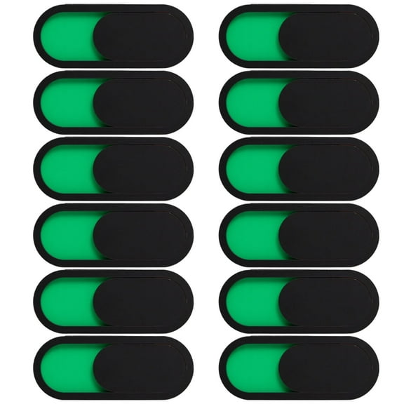 Acrylic Webcam Cover with Slide & Indicator, 12 Pack Privacy Covers for Laptop, Computer, Tablet - Green/Red Status