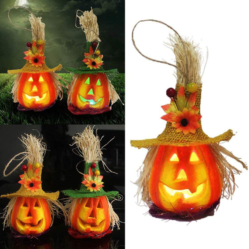 Foam Pumpkin with Hat LED Light Lamp Lantern Halloween Home Party Bar Decor 