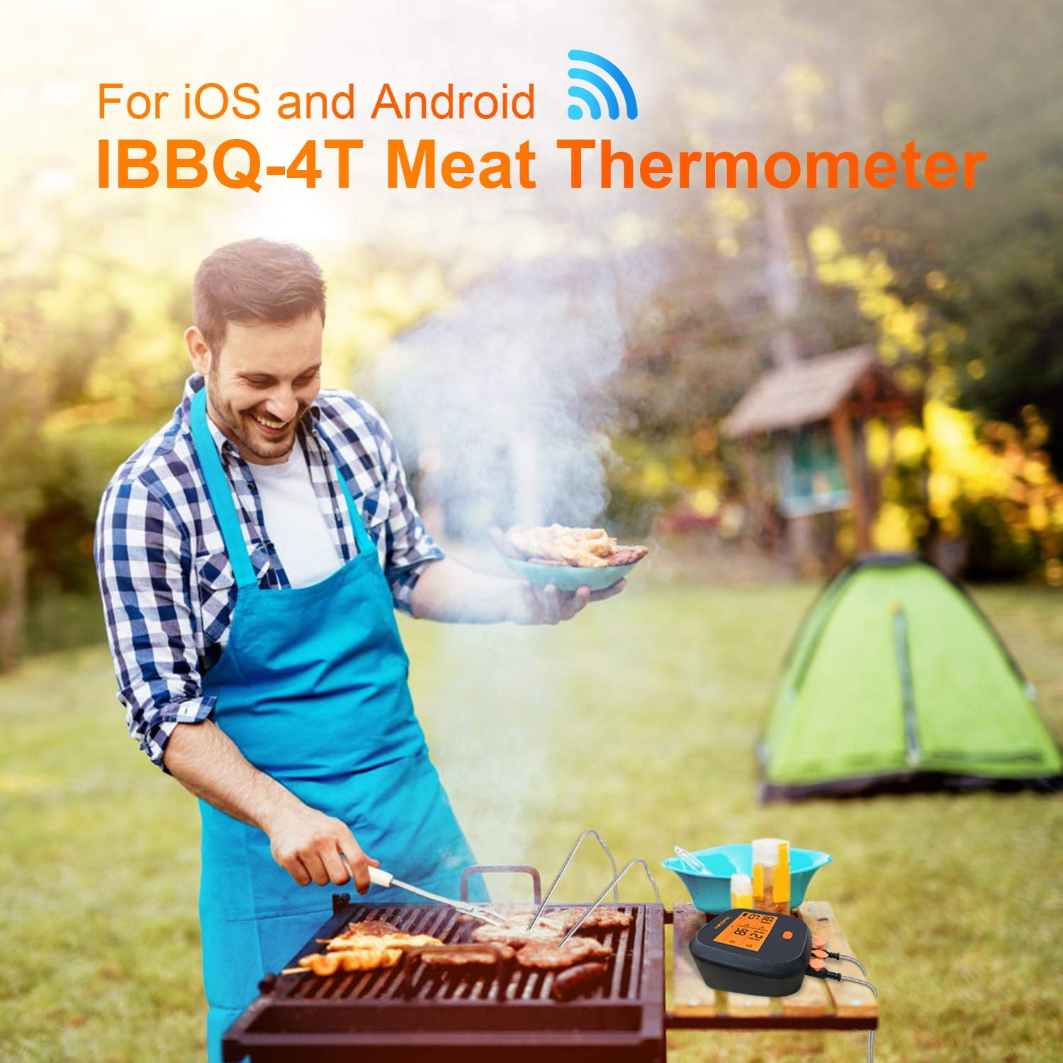INKBIRD Wireless Meat Thermometer INT-11P-B, Bluetooth Meat Thermometer for  Grilling and Smoking, IP 67 Waterproof Wireless Meat Probe for BBQ Oven  Grill Smoker Cooking Thermometer Gifts for Man