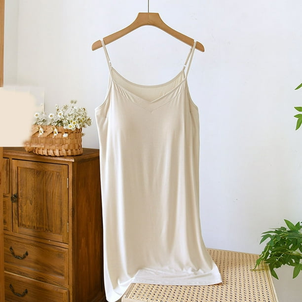 Camisón corto de moda para mujer, color liso, cuello en V y cojín en el pecho, camisón corto para mujer
