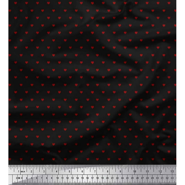 Soimoi Crepe Silk Fabric Heart Shirting Decor Fabric Printed Yard 42 Inch Wide