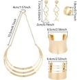 thumbnail image 2 of Bib Choker Necklace Set Gold Statement Necklaces Wide Cuff Bangle Bracelet Long Statement Dangle Earrings Adjustable Ring Long Statement Costume Jewelry Set Gift for Wife Daughter Her Golden, 2 of 7