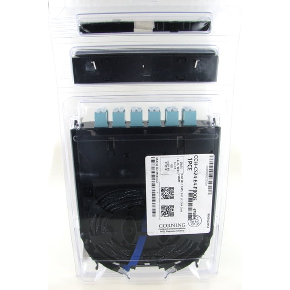 Corning CCH-CS24-E4-P00QE Pigtailed Splice Cassette, 24 Fiber, LC PC Duplex 50um Multimode (OM4), Single-Fiber (250 um)