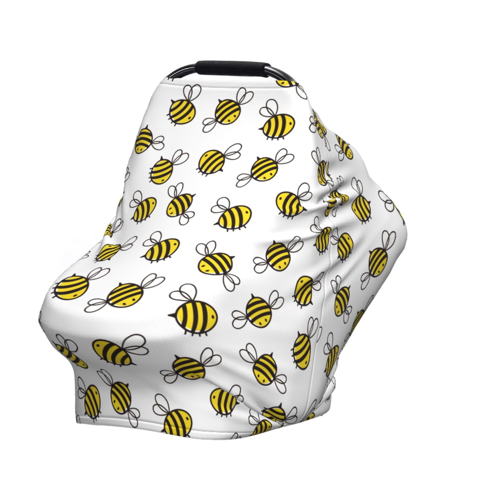 Fotbe Cute Little Bee Pattern Car Seat Covers for Babies, Nursing Breastfeeding Cover Infant Carseat Canopy, Soft Stretchy Carrier Cover