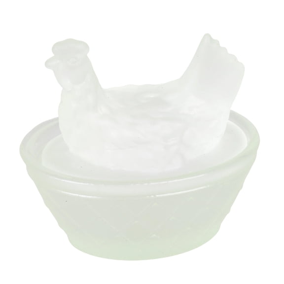 7829 Glass Nesting Hen Figurine Mini Trinket Box with Lid for Easter Party Decors Gift