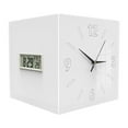 thumbnail image 1 of Reloj de pared de esquina con termómetro, reloj decorativo cuadrado con mes, fecha y Blanco puro, 1 of 9
