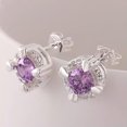 thumbnail image 7 of QQTDFG Sterling Silver Plated Earrings Stud AAA Zirconia Push Back .44" L360-Purple, 7 of 7