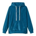 thumbnail image 4 of Bmisegm Womens Hoodies Pullover Drawstring Hood Long Sleeve Front Pocket Raglan Sleeve Side Slit Regular Fit Drop Shoulder Solid Hoodie for Women, 4 of 5