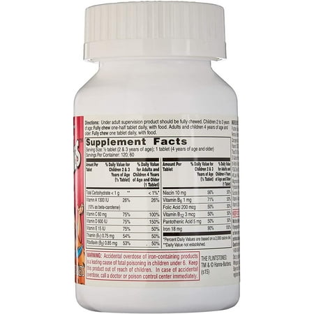Flintstones Children's Multivitamin with Iron Chewables, 60 ct, 3 pack