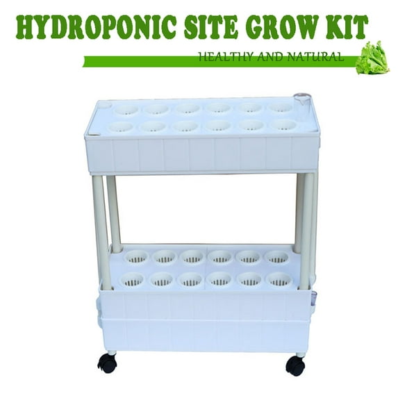 INTBUYING Hydroponic Site Grow Kit Three-Dimensional Square 24 Plant Site Garden Plant Growing System with Water Pump