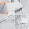 thumbnail image 4 of MALLONI HOME California King Sheet Sets - Cotton Rich Bedding Sets, 4 Piece Deep Pocket Bed Sheets Sets - Ultra Soft, Wrinkle Resistant, Quick Dry, Easy Care California King Sheets - Light Grey, 4 of 6