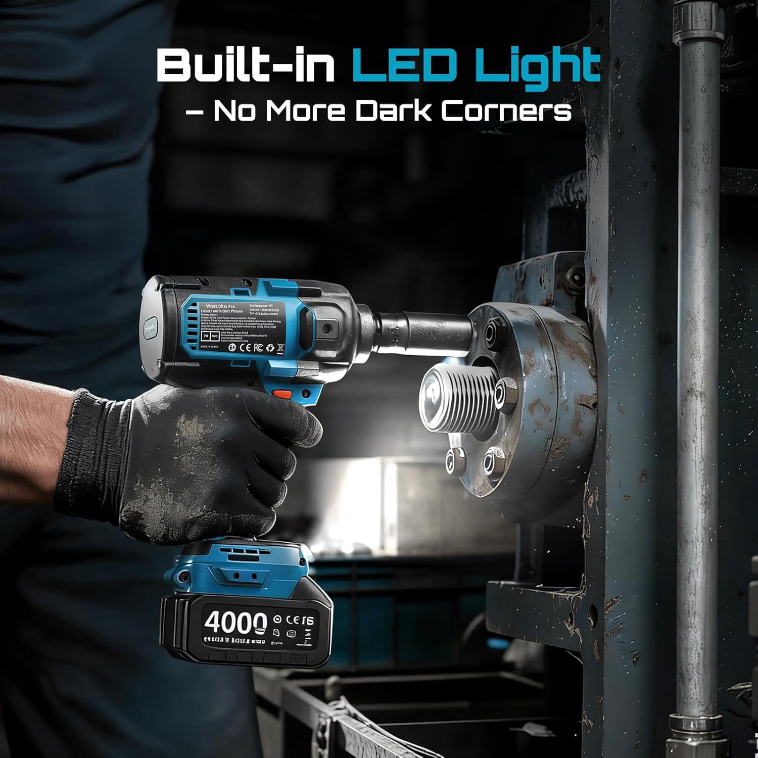 Seesii Brushless Cordless Impact Wrench 885Ft-lbs (1200N·m) 1/2" Impact Gun with Auxiliary Handle, 21V High Torque Power Impact Driver 2x 4.0Ah Battery