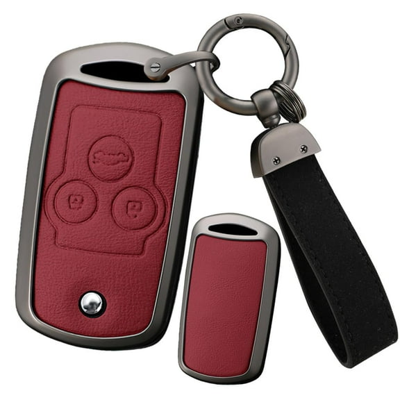 Key Fob Cover Fit for Honda Accord 2008-2012 Flip Folding Remote Metal and Leather Car Key Skin with Keychain Fit for Acura MDX RDX TL TSX ZDX 2008-2013 Car Accessories