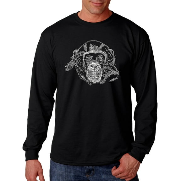 LA Pop Art Men's Word Art Long Sleeve T-shirt - Chimpanzee