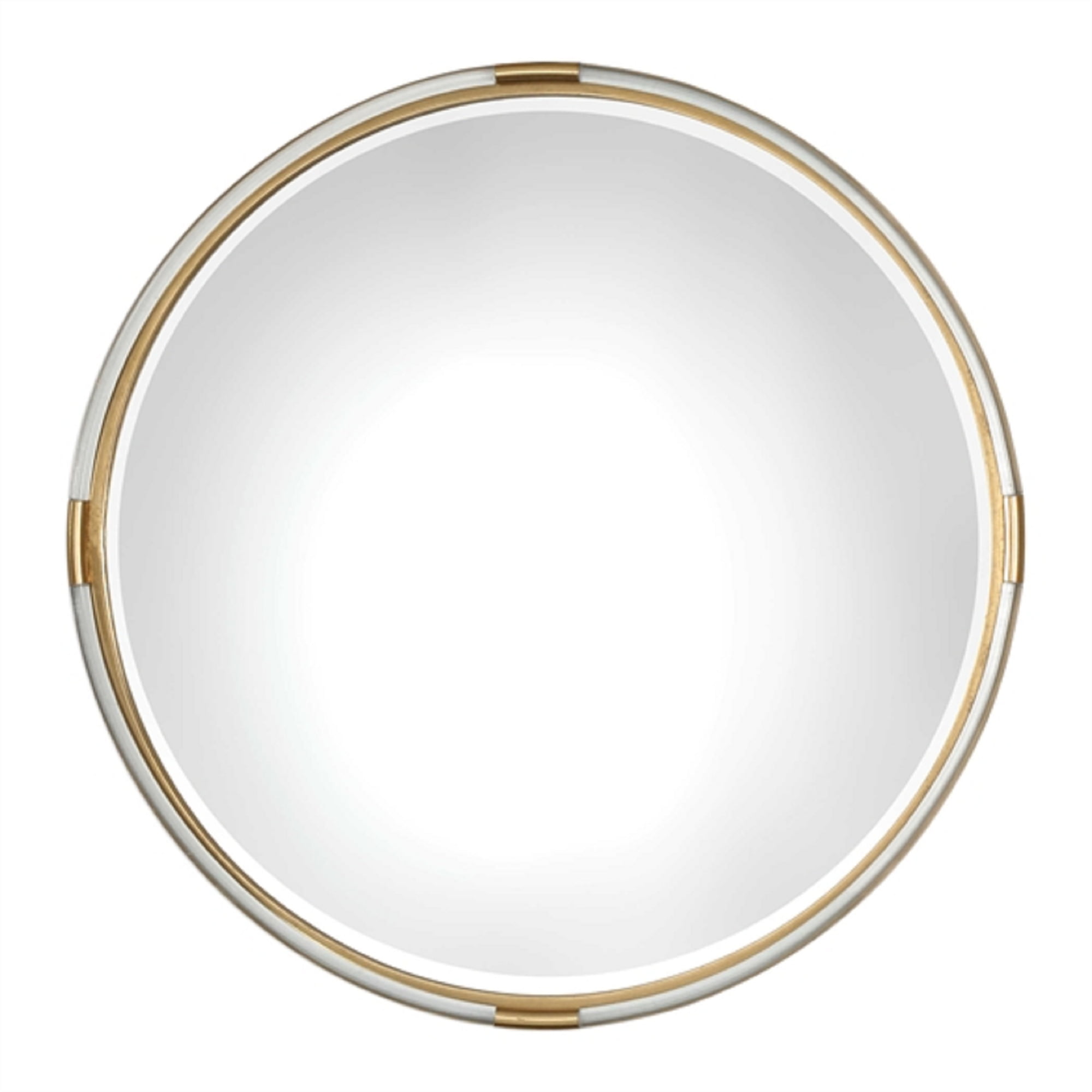 Mackai 38" Round Gold Leaf Mirror with Acrylic Accents