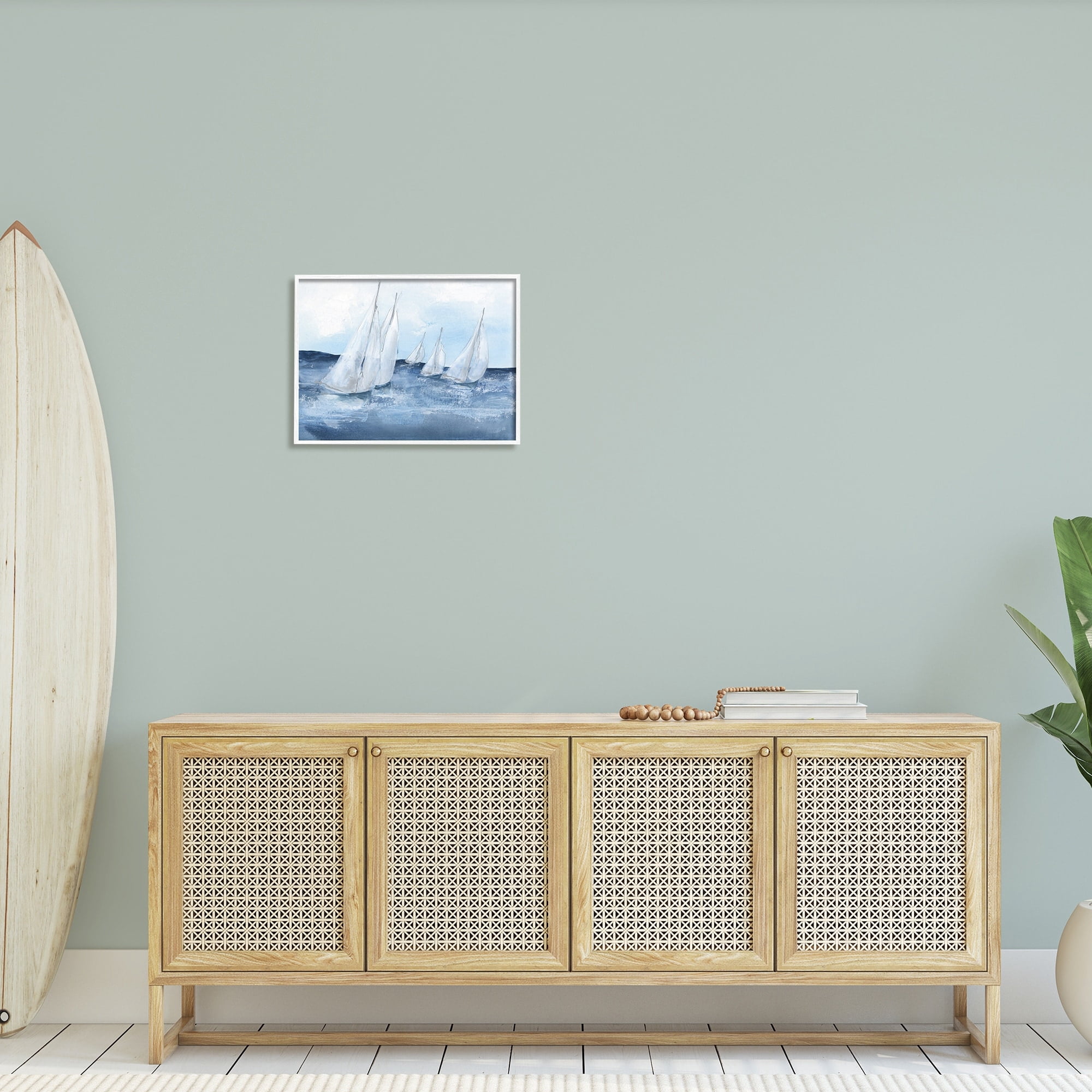 Stupell Industries White Sailboats Coasting Ocean Waters Blue Tide, 20 x 16,Design by Chris Paschke