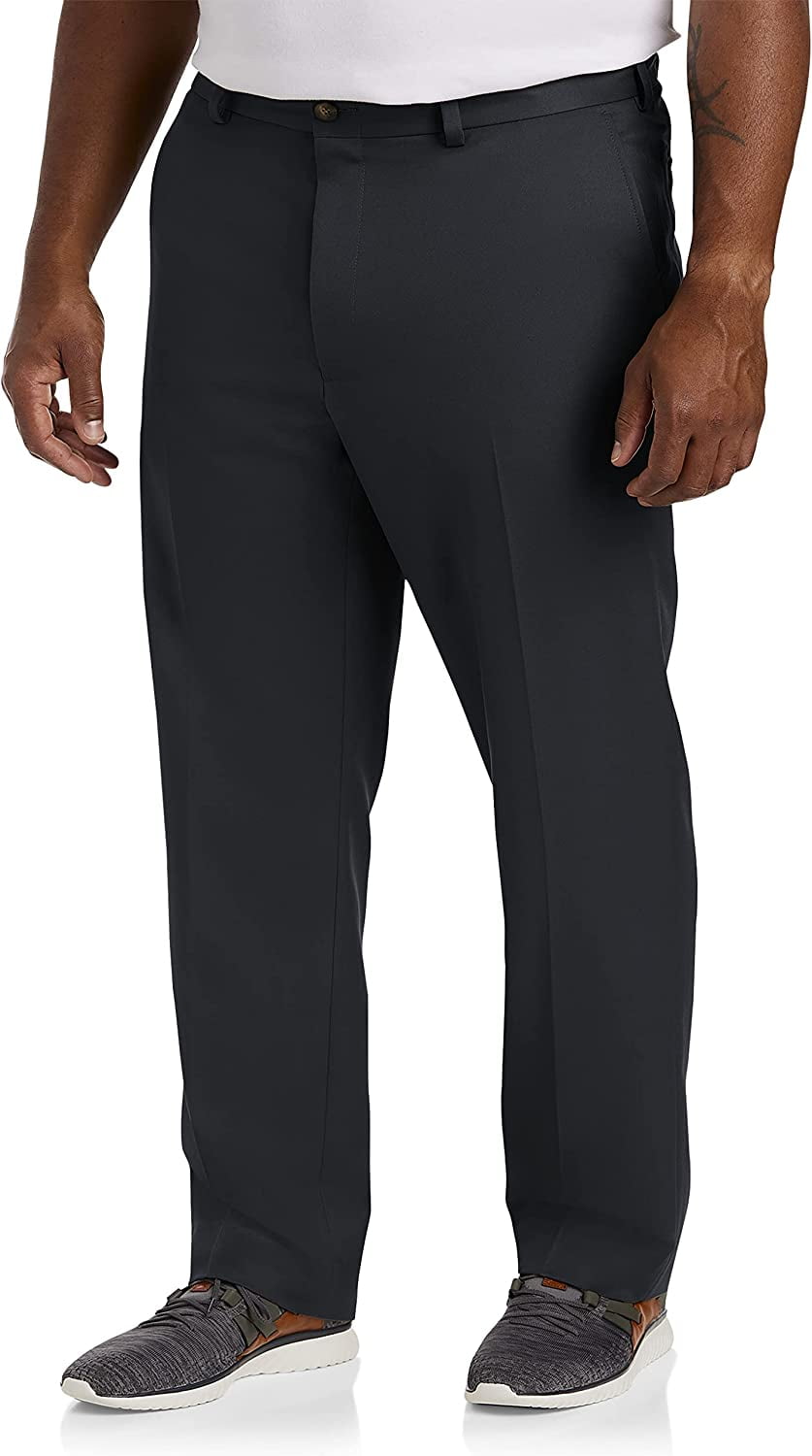 Big and Tall Essentials by DXL Men's Microfiber Dress Pants, Black, 48W