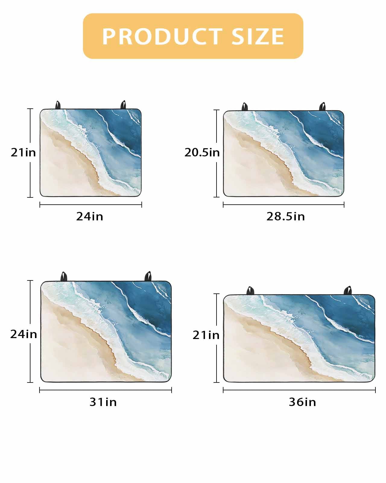 nqOlkjepod Large Induction Cooktop Protector Mat 36"x21", Blue Coastal Stove Top Covers for Electric Stove, Summer Beach Waves Nautical Watercolor Stove Burner Cover Mats, Glass Top Stove Cover