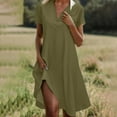 thumbnail image 2 of Summer Dresses Sevevn Fashion Women Solid Color V-Neck Short Sleeve Loose And Comfortable Dress, 2 of 8
