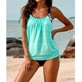 thumbnail image 1 of Women's Sky Blue Printed Lined Tankini Swimsuit, 1 of 7