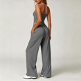 thumbnail image 5 of uvwlwu Women 2 Piece Workout Outfit Racerback Tank Top Waist Wide Leg Pants with Pockets Casual Set for Running Yoga Fitness Activities,M, 5 of 9