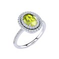 thumbnail image 2 of SuperJeweler 1 1/2 Carat Oval Shape Peridot and Double Halo Diamond Ring In Sterling Silver For Women, 2 of 5