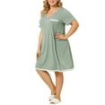 thumbnail image 5 of Agnes Orinda Women's Plus Size Nightgowns Polka Dots V Neck Short Sleeve Midi Sleepshirt 2X Green, 5 of 8