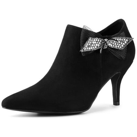 

Unique Bargains Women s Pointed Toe Bow Stiletto Heel Ankle Boots