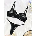 thumbnail image 2 of Ausing Lingerie Set for Women Push Up Matching Bra and Panty Floral Lace Mesh Underwire Embroidered Underwear 2 Piece Black S, 2 of 6