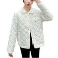 thumbnail image 4 of Maqroz Women's Winter Quilted Jackets Thick Down Coats Long Sleeve Button Down Parka Jacket Lapel Collar Zip Up Warm Barn Coats with Pockets Outerwear, White L, 4 of 8