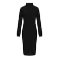thumbnail image 4 of Swuxness Women Long Sleeves Bodycon Dresses, Women Casual Maxi Dresses, Women's Solid Color Turtleneck Slim Maxi Long Dress with Belt Black, XXL, 4 of 4