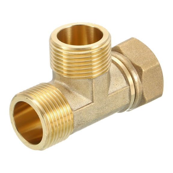 Uxcell Brass Tee Swivel Pipe Fitting, 3/4" 3 Way T-Connector, Female x Male x Male