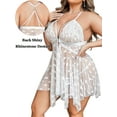 thumbnail image 3 of Avidlove Women Plus Size Lingerie Front Open Nighty Lace Chemise Sleepwear Deep V Mesh Nightdress, 3 of 5