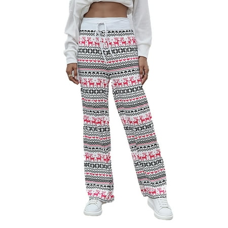 

nine bull Women s Christmas Lounge Pajamas Pant Wide Leg Palazzo Pants with Drawstring