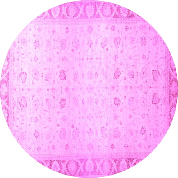 Ahgly Company Indoor Round Oriental Purple Traditional Area Rugs, 8' Round