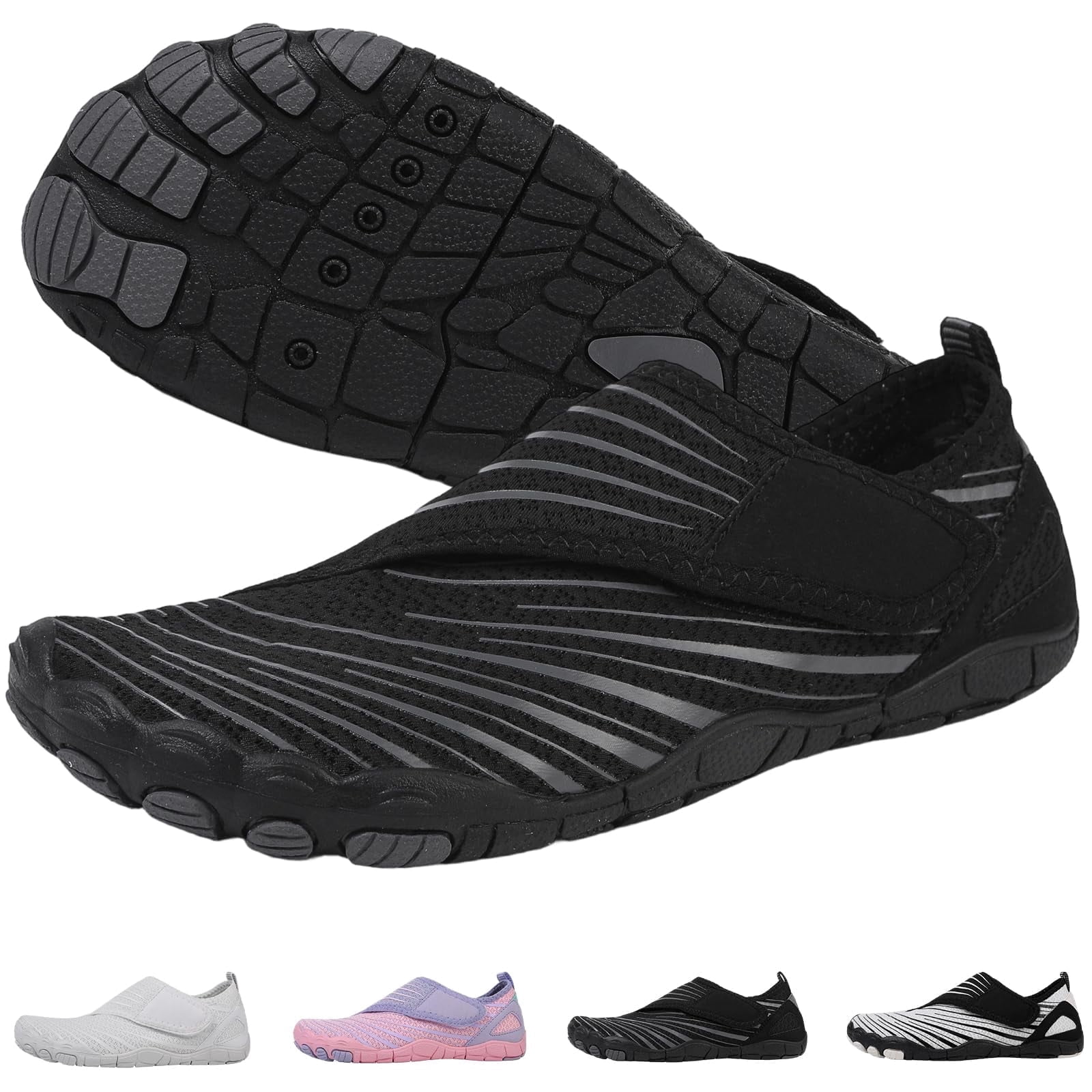 BERANMEY Barefoot Waters Shoes for Women Men Upgrade Wide Toe Box Voyabarefoot Hiking Shoes Non-Slip Adjustable Comfortable Slip-On for Outdoor Hiking & Beach Walking Travel