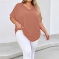 thumbnail image 7 of BSDJILFG Plus Size Tops for Women Casual Short Sleeve Button V Neck Basic T Shirt Loose Sleep Pajama Lounge Tops S-5XL, 7 of 7