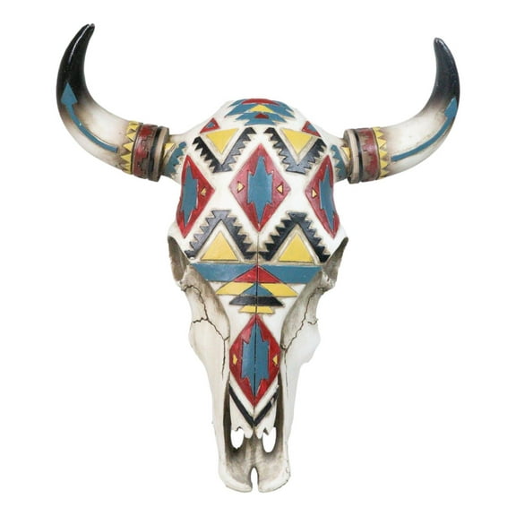 Rustic Southwestern Colorful Aztec Vector Symbols Tribal Cow Skull Wall Decor