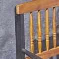 thumbnail image 4 of GZXS 51-Inch Acacia Wood Bench with Storage Shelf, Rustic Farmhouse Accent Seating with Hand-Carved Details, Teak with Black Arms, Easy Assembly, 4 of 10