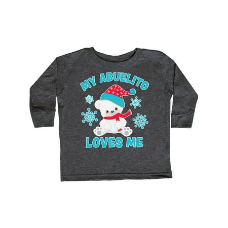 

Inktastic Polar Bear My Abuelito Loves Me in Santa Hat with Snowflakes Gift Toddler Boy or Toddler Girl Long Sleeve T-Shirt