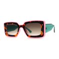 thumbnail image 2 of Womens Mod Rectangle Inset Fancy Pattern Frame Sunglasses Pink Green Brown, 2 of 4