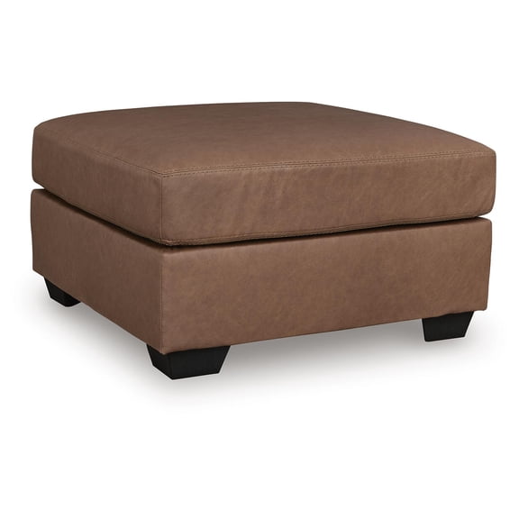 Signature Design by Ashley Walker Point Oversized Accent Ottoman, Faux Leather, Caramel